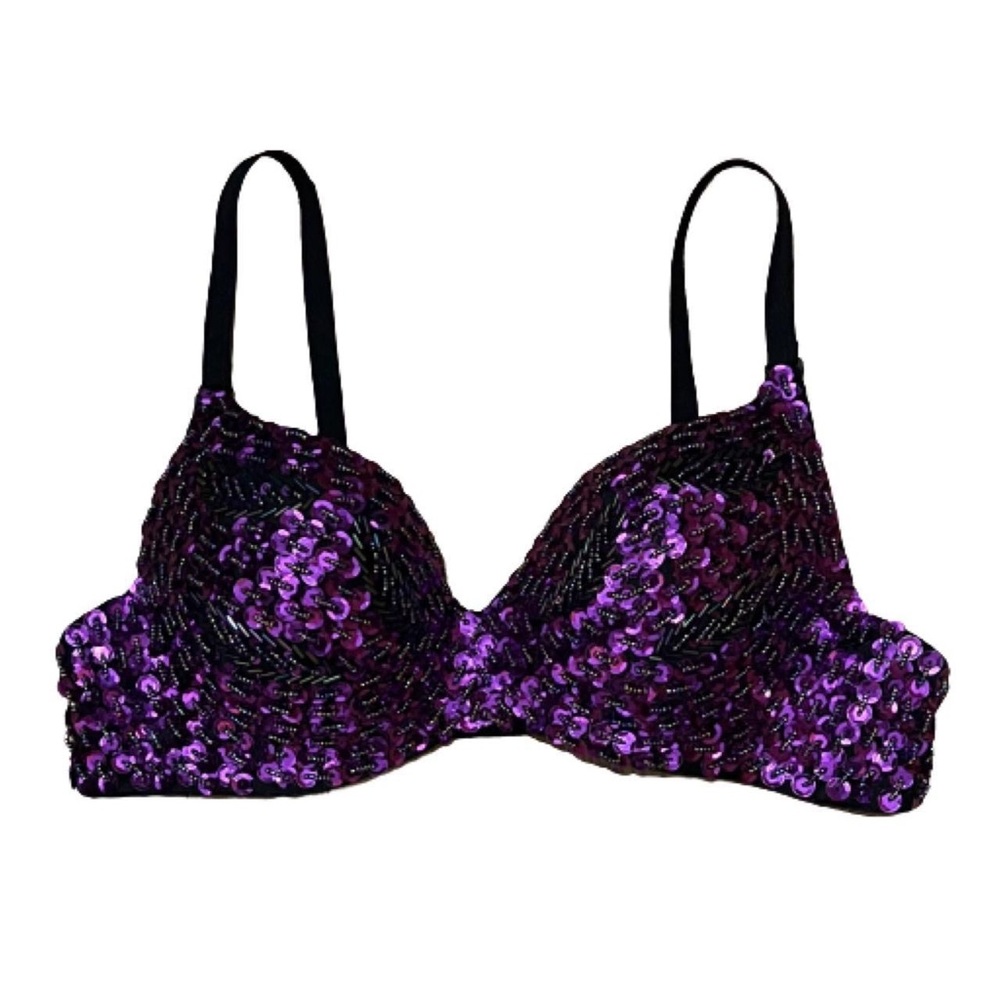 ☆ Purple & Black Sequin Beaded Bra ☆